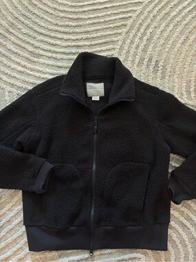 Everlane Black Sherpa Zip Jacket